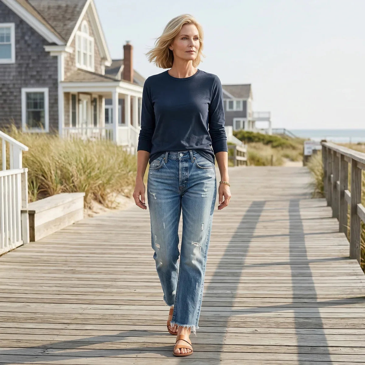 Jeans aus Denim in Blau und Dunkelblau und Grau