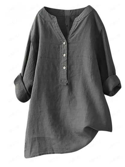 Hemdbluse aus Leinen mit Hemdkragen und Langarm - Ansicht 7