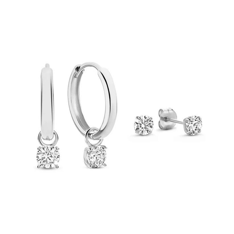 Larmes de Lune Stein Ohrringe Set | Weißgold