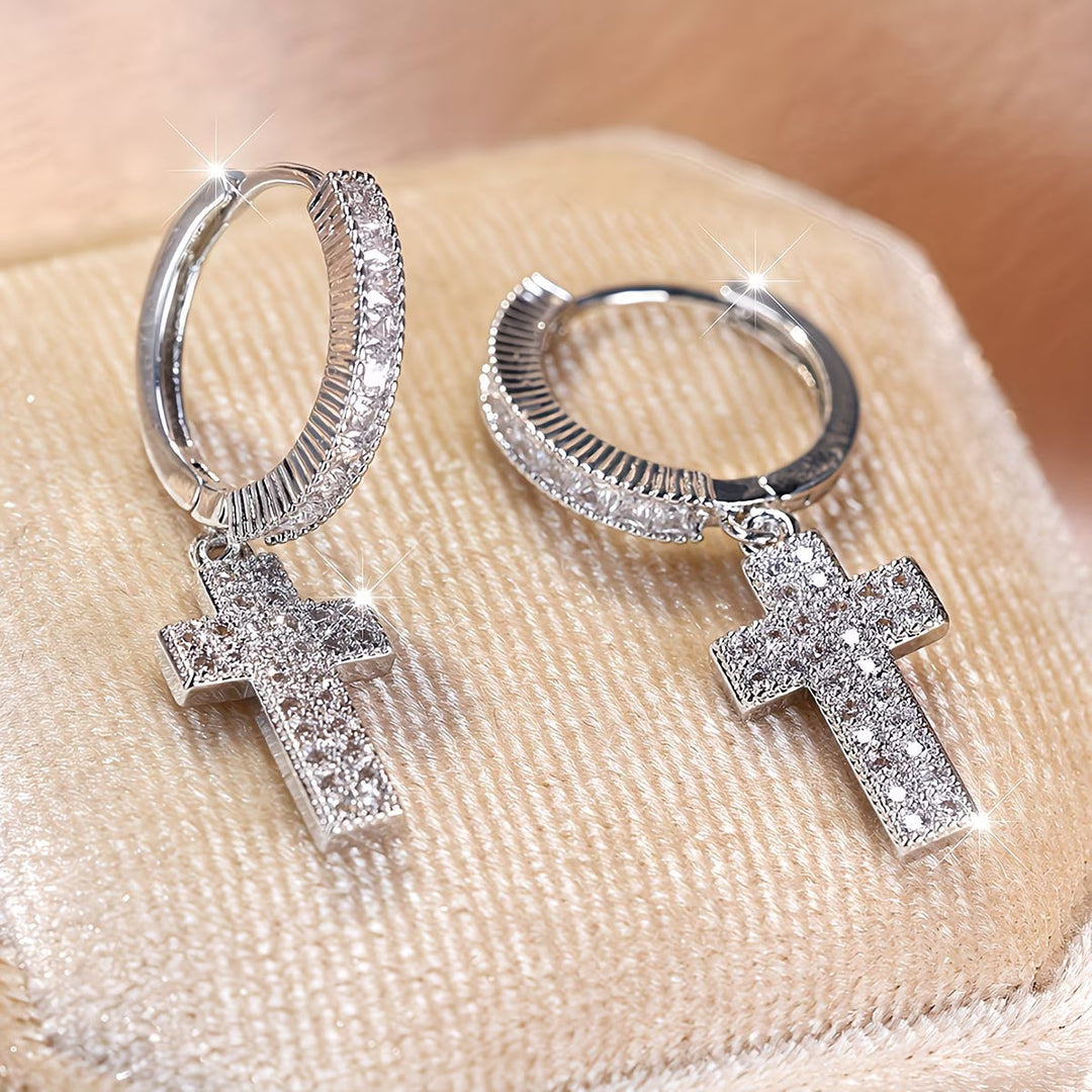 Boucles d'oreilles créoles en argent et oxyde de zirconium