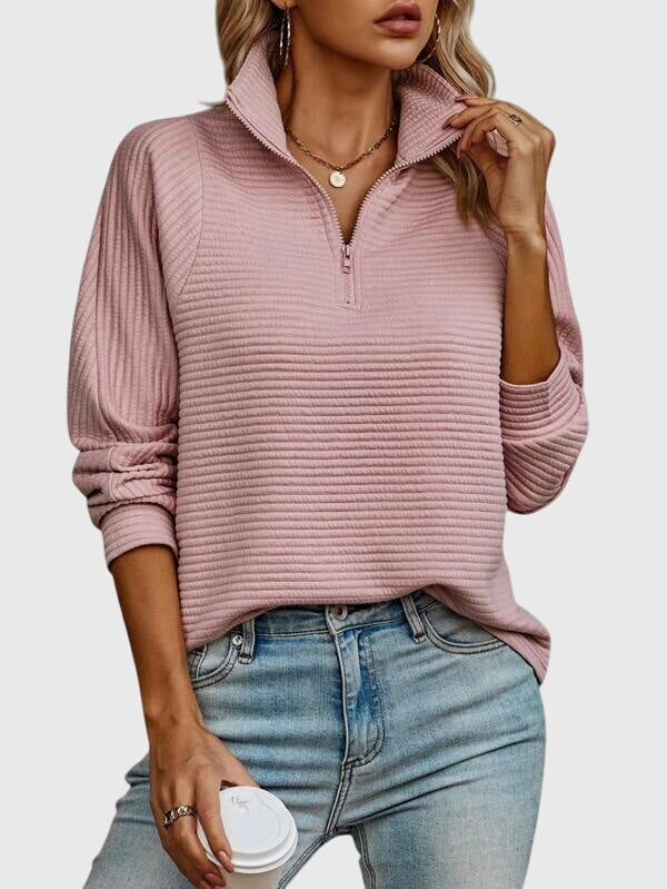 Strickpullover mit V-Ausschnitt und Reissverschluss - Ansicht 3