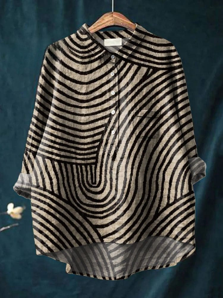 Hemdbluse mit Streifenmuster in Black Lines