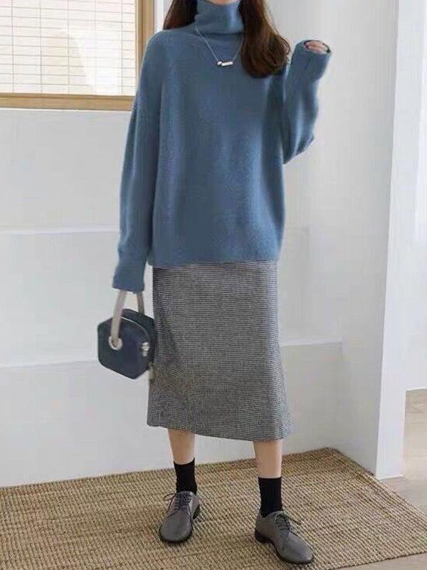 Rollkragenpullover mit Rollkragen in Grau und Khaki - Ansicht 3