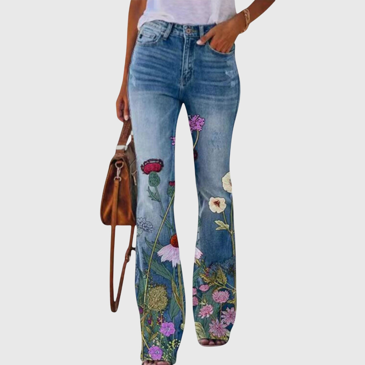 Stoffhose mit Knopfleiste in Purple Flower - Ansicht 3