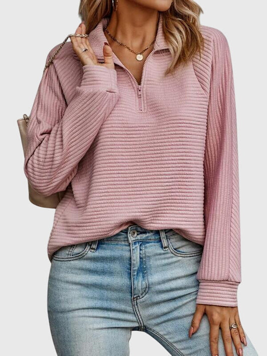 Strickpullover mit V-Ausschnitt und Reissverschluss - Ansicht 2
