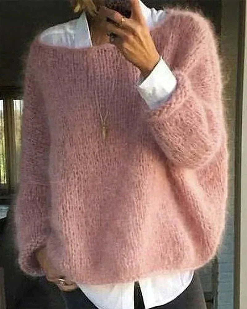 Strickpullover mit Langarm in Rosa