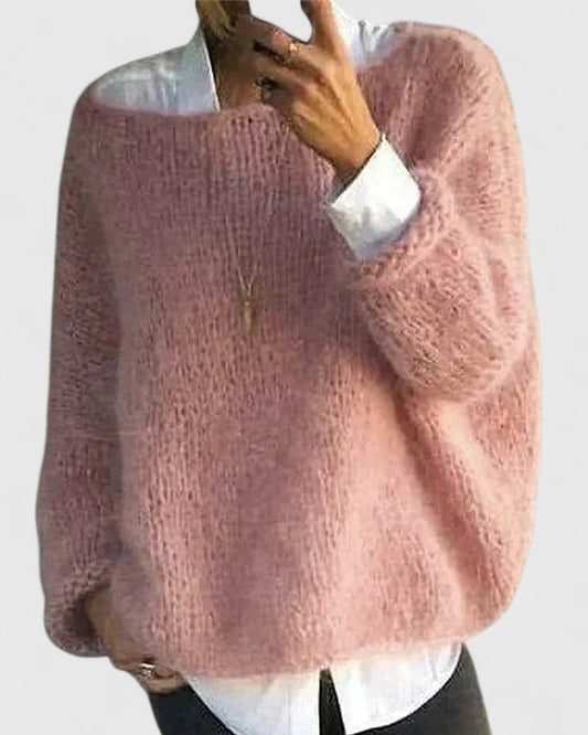 Strickpullover in Rosa und Grau