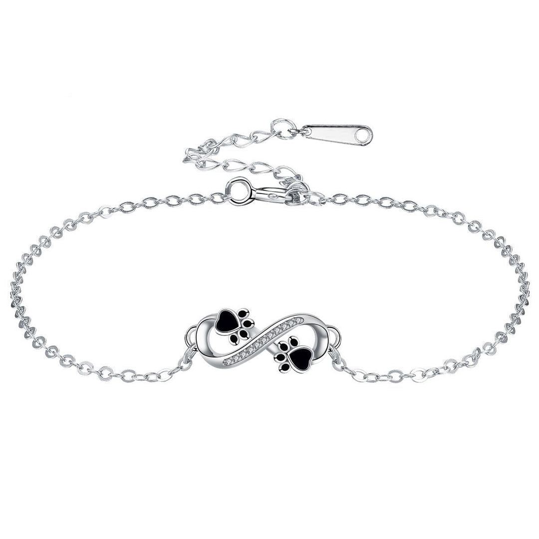 Unendlich Symbol Pfoten Armband mit Zirkonia