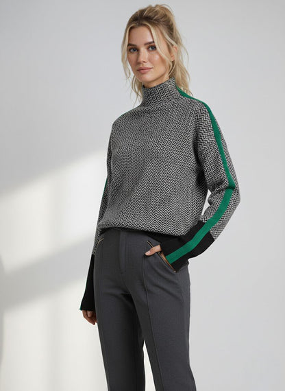 Rollkragenpullover aus Baumwolle mit Rollkragen und Streifenmuster - Ansicht 3