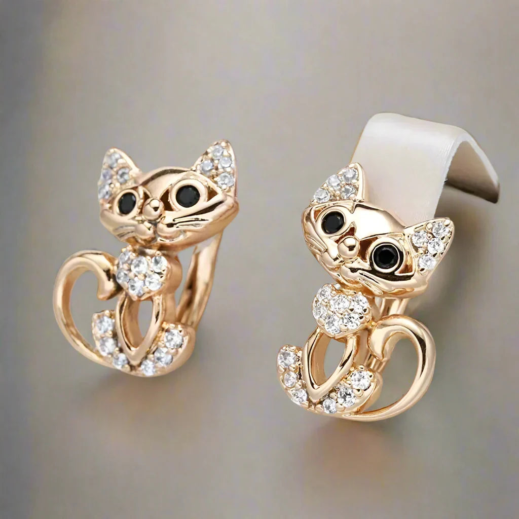 Elegante Zirkonia Kätzchen Ohrringe