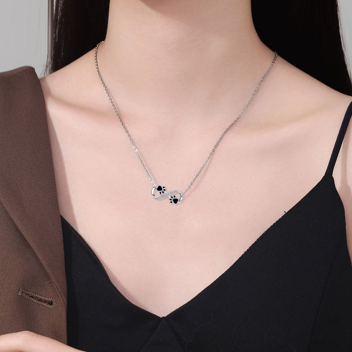 Unendlich Pfotenabdruck Halskette mit Zirkonia