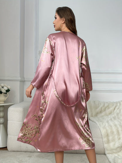 Zweiteiler aus Satin mit Blumenmuster - Ansicht 4