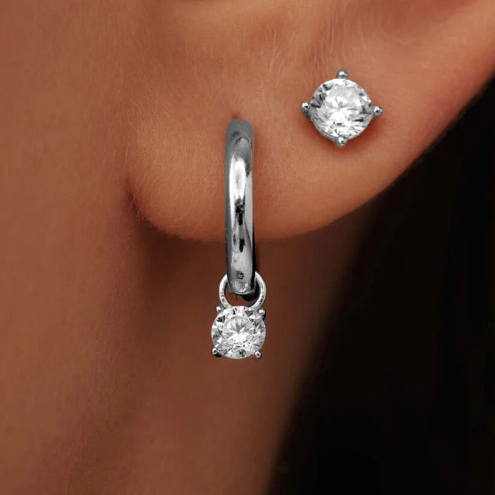 Larmes de Lune Stein Ohrringe Set | Weißgold