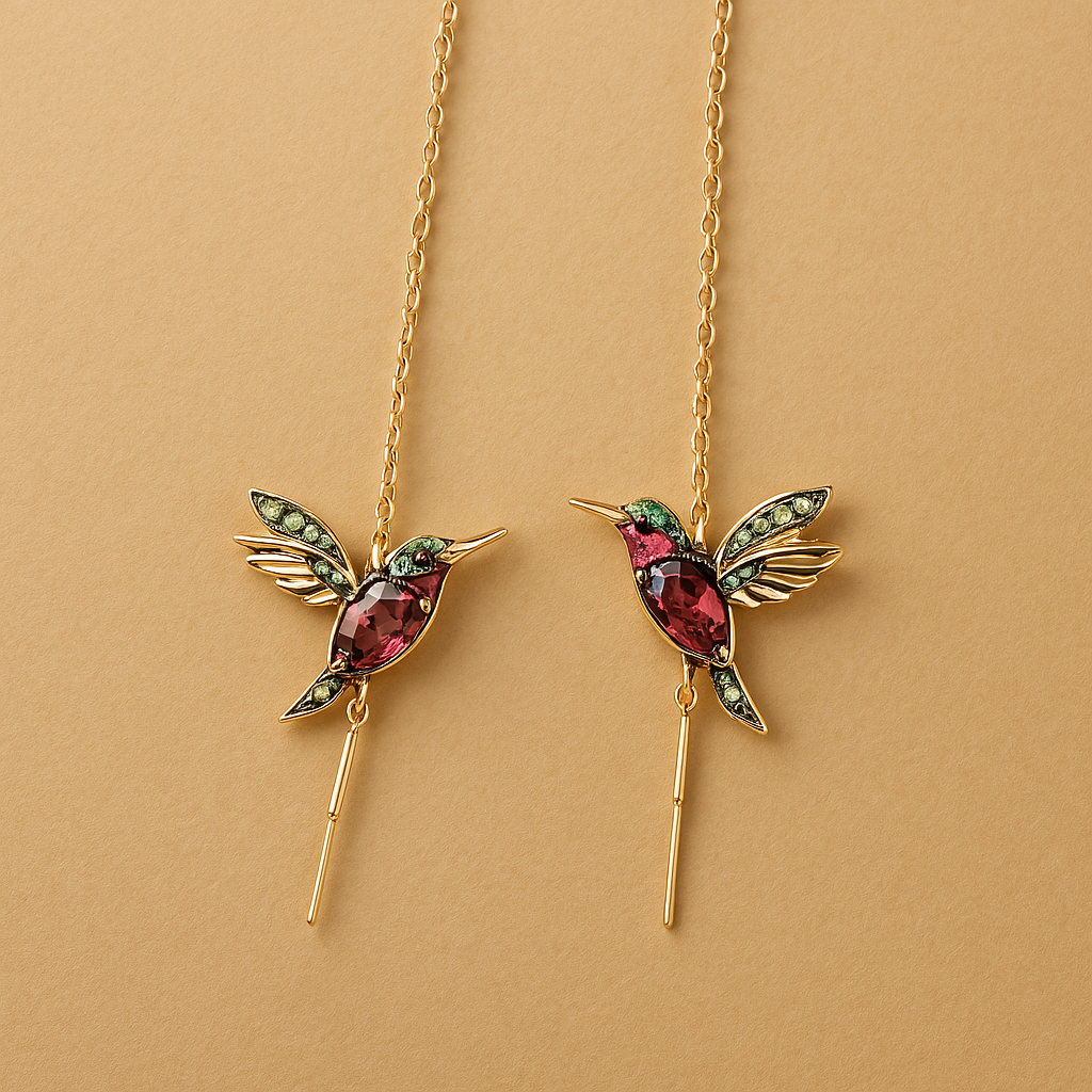 Kolibri Emaille und Zirkonia Ohrringe