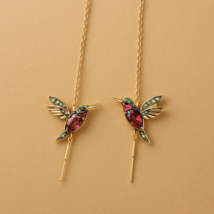 Kolibri Emaille und Zirkonia Ohrringe