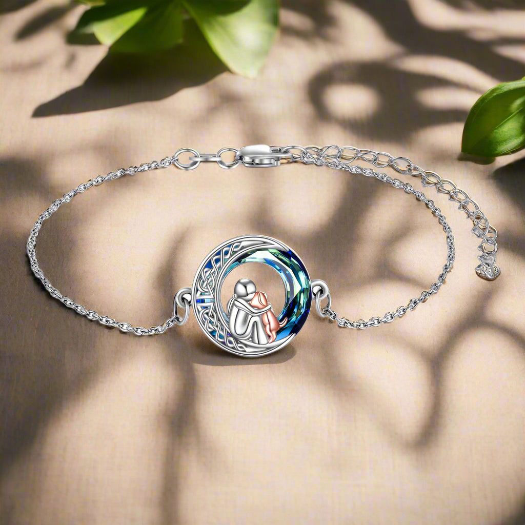 Verstellbares Hundecharm Armband in Sterlingsilber