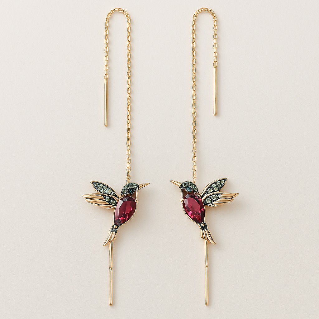 Kolibri Emaille und Zirkonia Ohrringe
