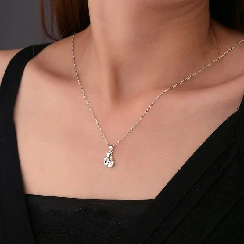 Umarmung Anhänger Halskette mit Ohrringen Geschenk