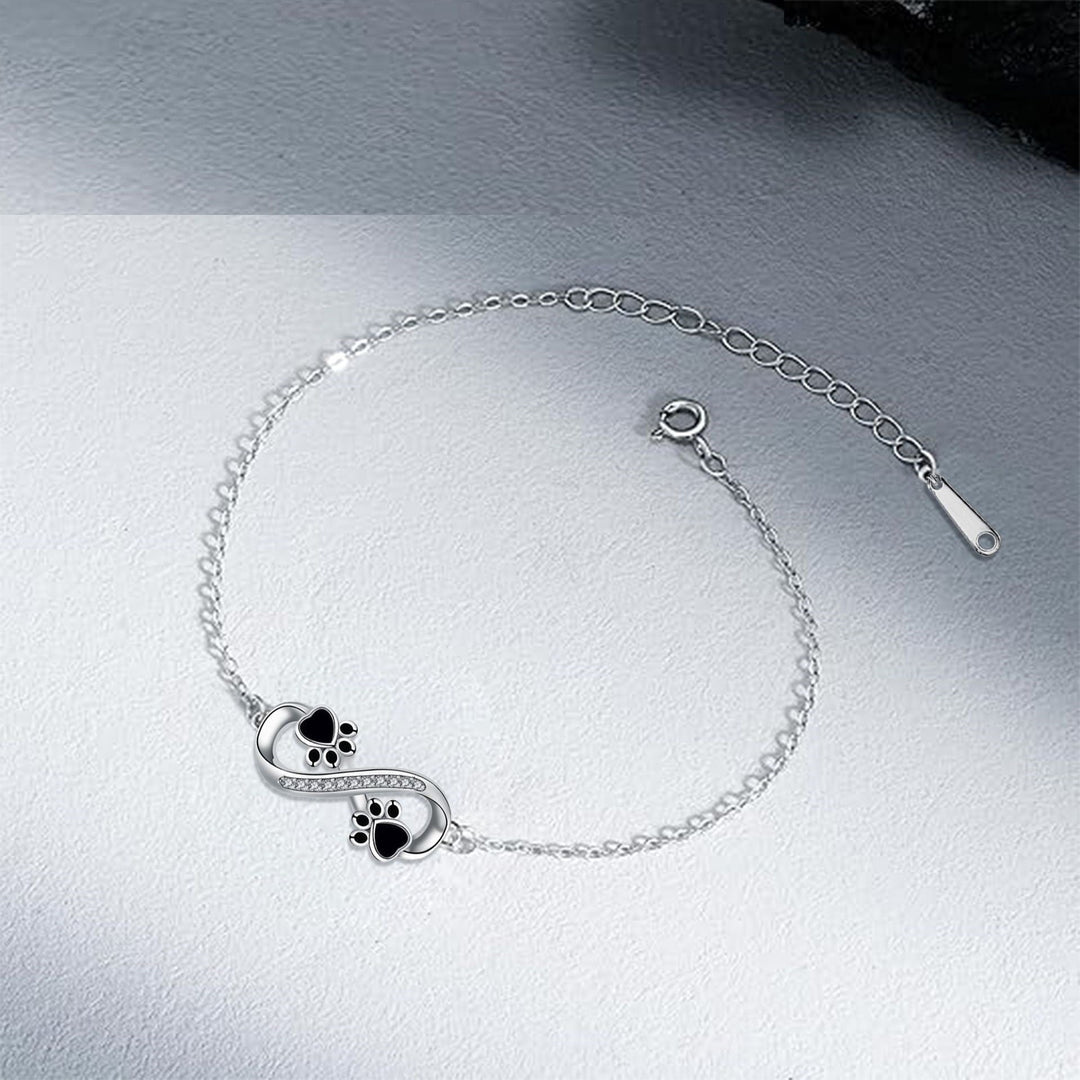 Unendlich Symbol Pfoten Armband mit Zirkonia