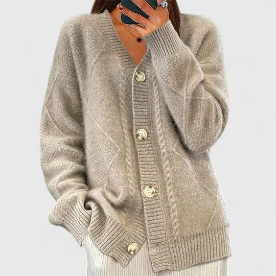 Strickjacke mit V-Ausschnitt und Knopfleiste