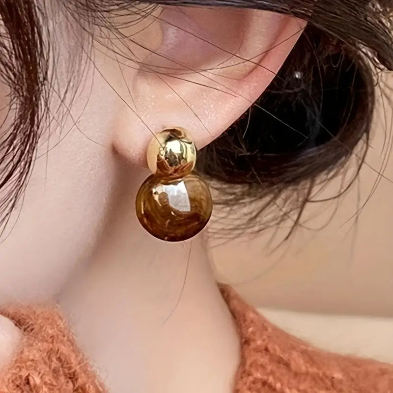 Hängeohrringe Aurélie Amber | Gold