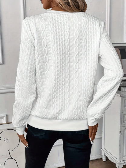 Strickpullover mit Reissverschluss und Zopfmuster und Langarm - Ansicht 9