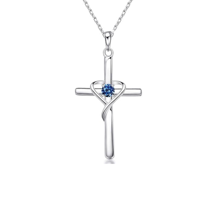Saphir Kreuz Halskette | Weißgold