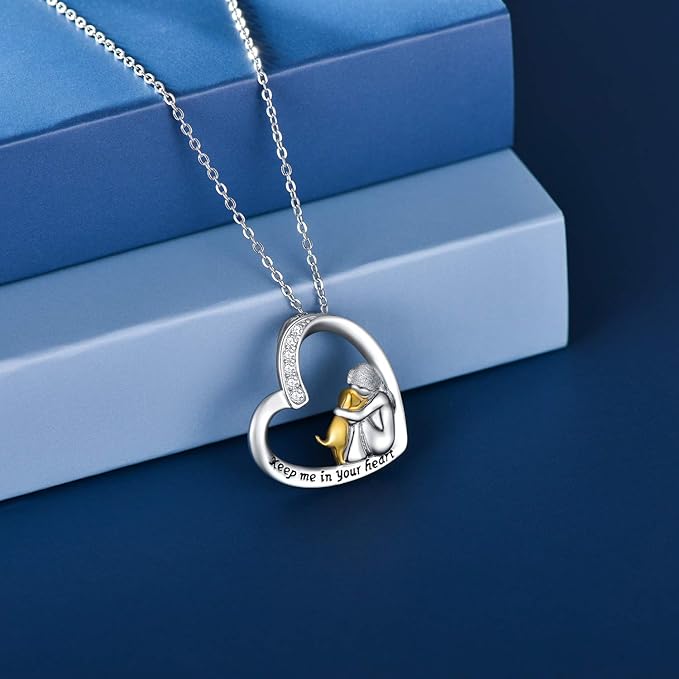 925 Sterlingsilber Halskette mit Herz und Hund Design mit Zirkonia