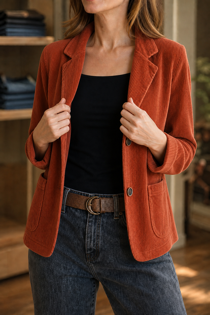 Jacke aus Cord in Orange