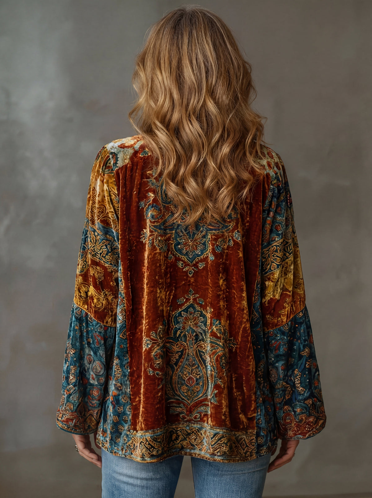 Jacke in Bordeaux und Blau - Ansicht 2