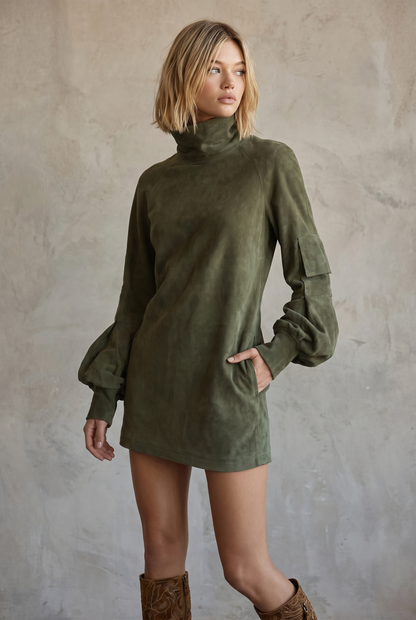 Rollkragenpullover mit Rollkragen und Langarm in langer Form - Ansicht 4