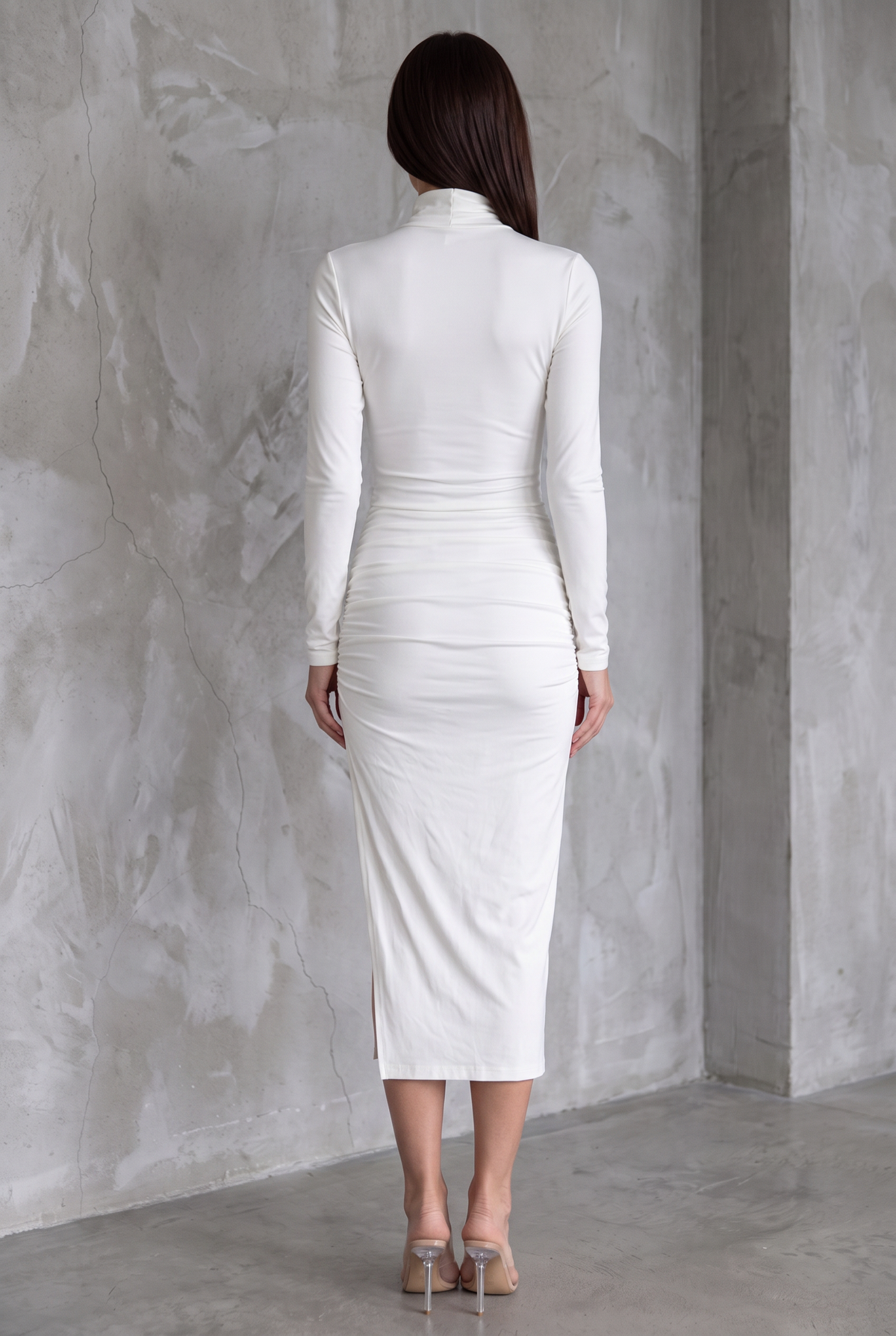 Midikleid mit Rollkragen und Langarm - Ansicht 2