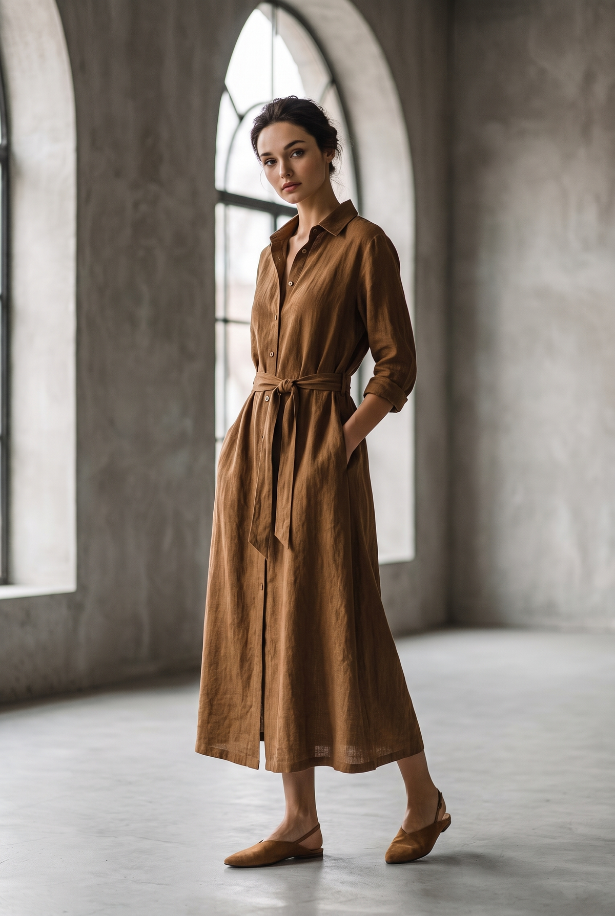 Maxikleid mit Knopfleiste