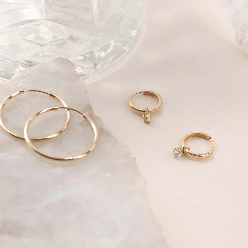 Kreis-Ohrringe mit Stein Larmes de Lune | Gold