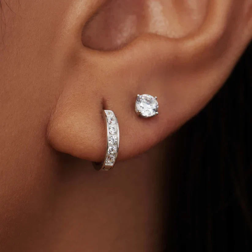 Set de boucles d'oreilles Dara Brillane Stein | Or blanc