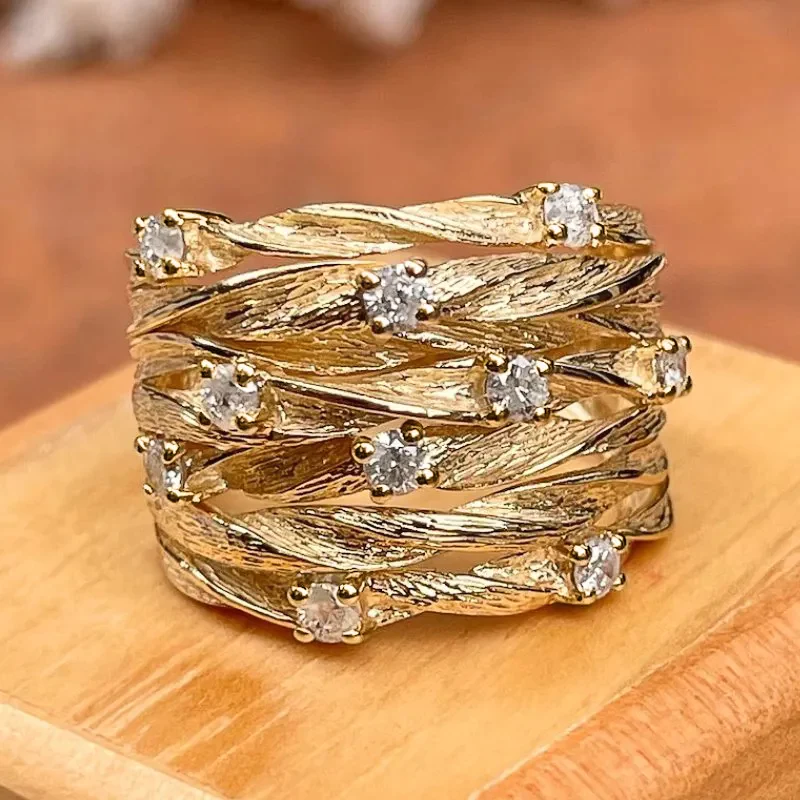 Vintage-Goldring mit Zirkonias