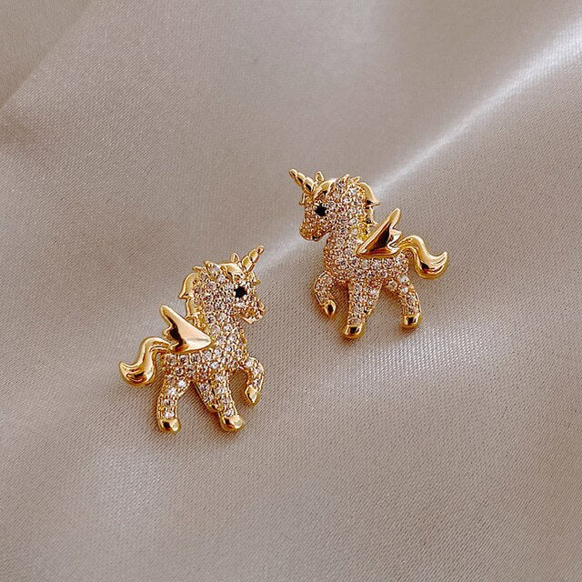 Glitzernde Einhorn-Ohrringe in Gold