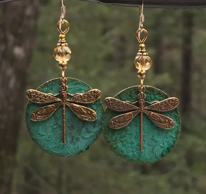 Vintage goldene Libellen Ohrringe