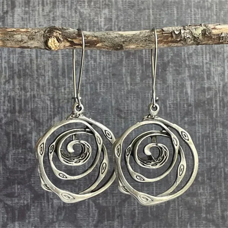 Vintage-Labyrinth-Silber-Ohrringe