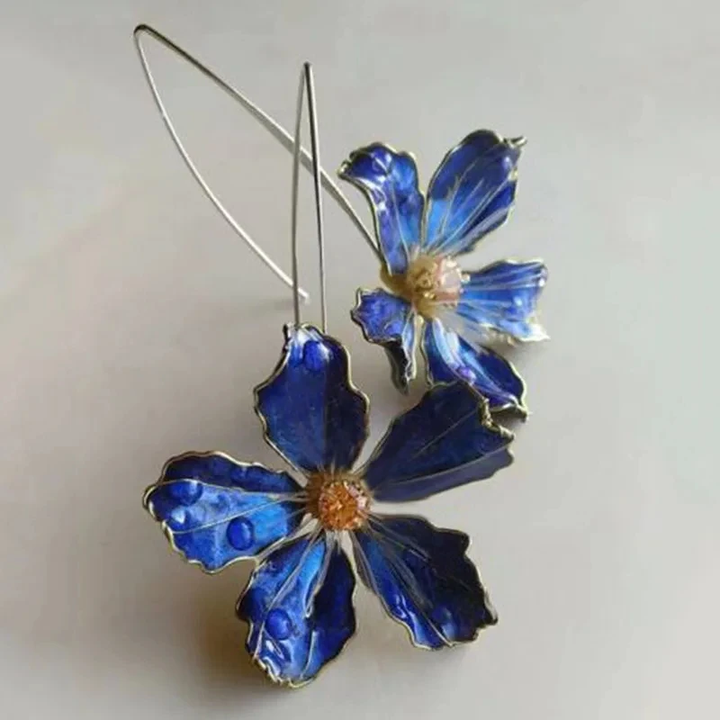 Blaue Vintage Blumen Ohrringe