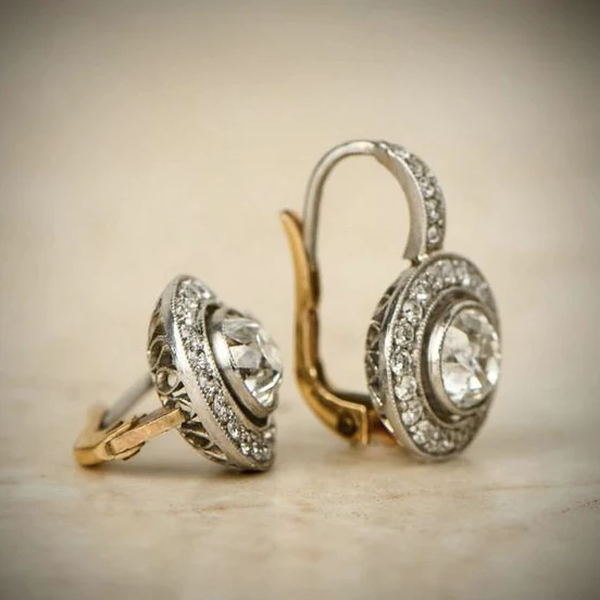 Vintage-Gold-Silber-Kristall-Ohrringe