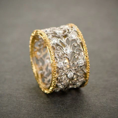 Vintage-Kristall-Efeu- und Goldring