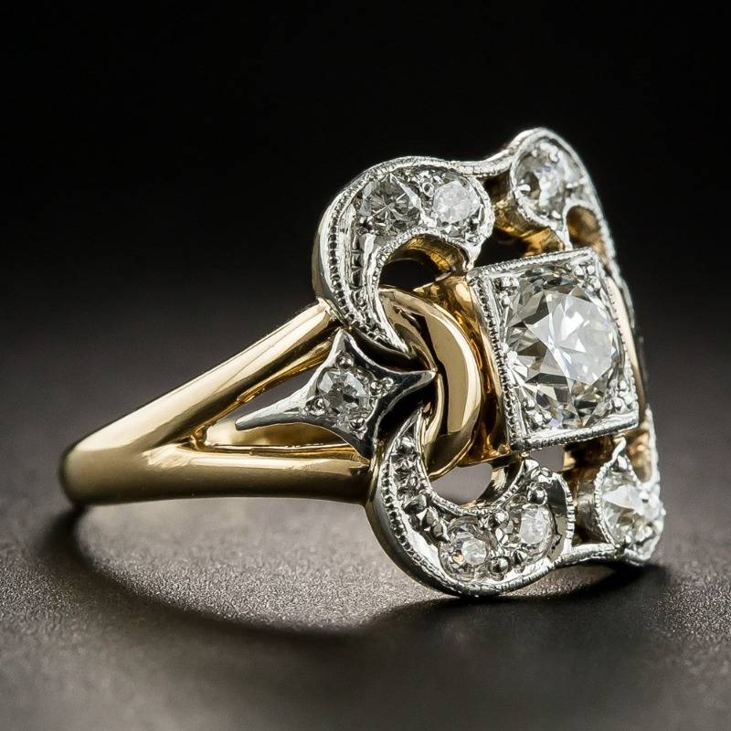 Vintage-Goldring mit Zirkonias