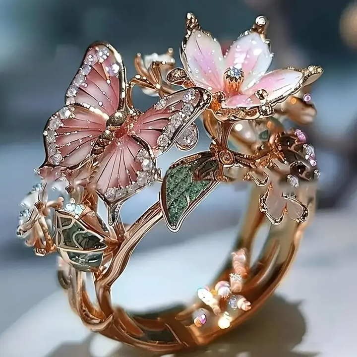 Natur Helliger Schmetterling Zirkonia Ring