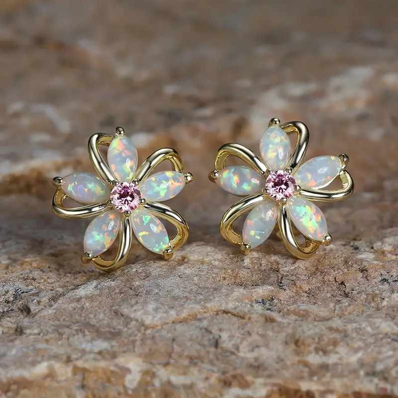 Opal Gänseblümchen Ohrringe