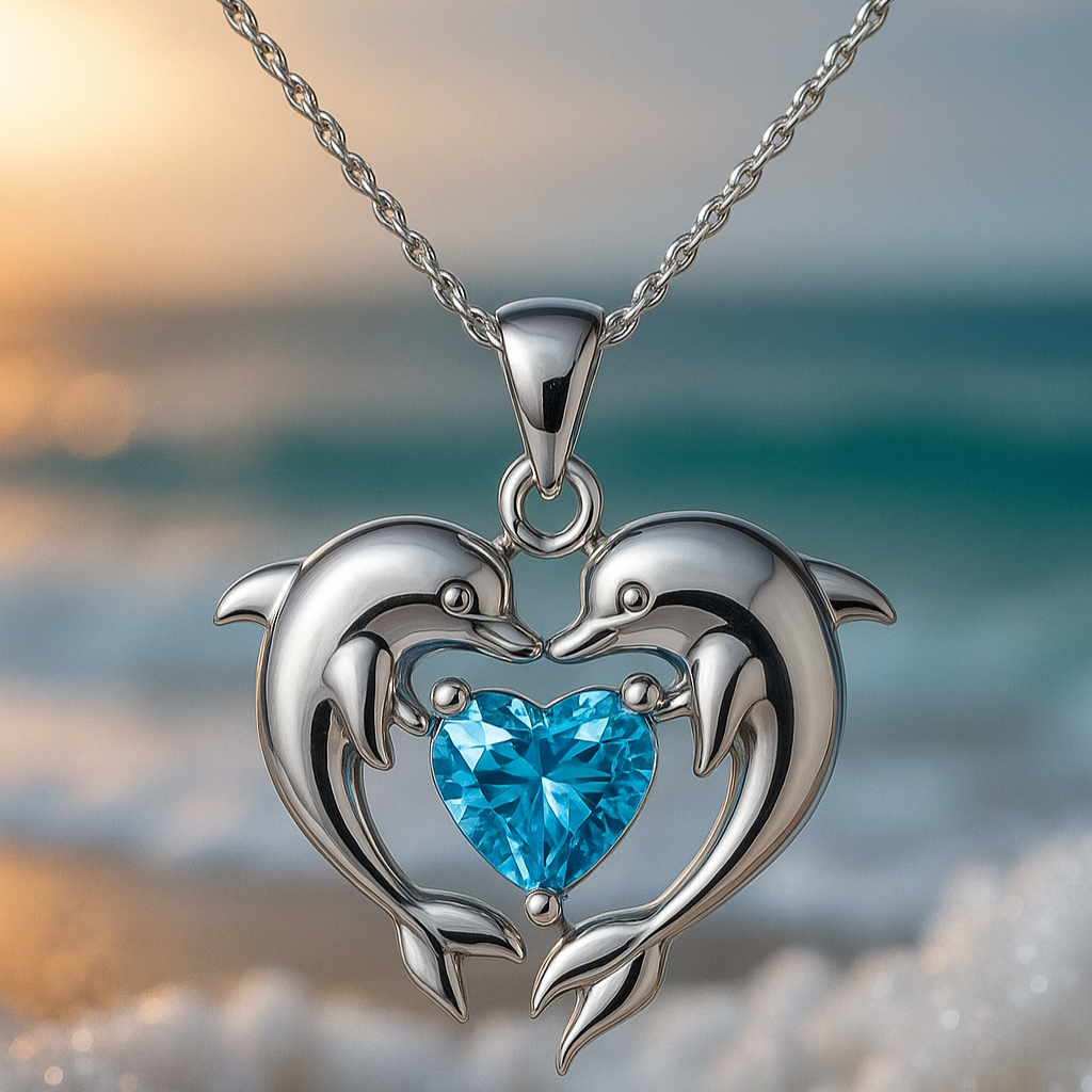 Collier intemporel en argent avec double dauphin et opale