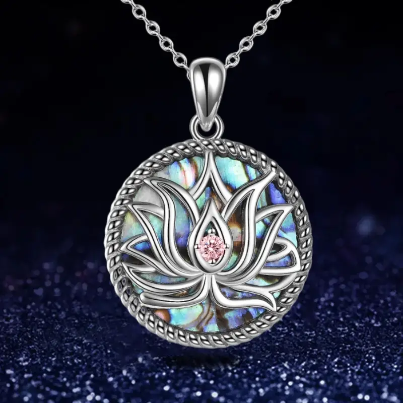 Bunte Silber Lotus Halskette