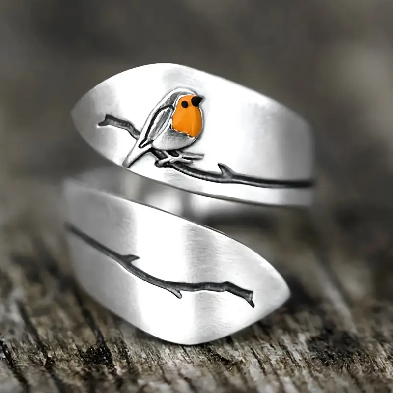 Verstellbarer Silber Vogel Ring