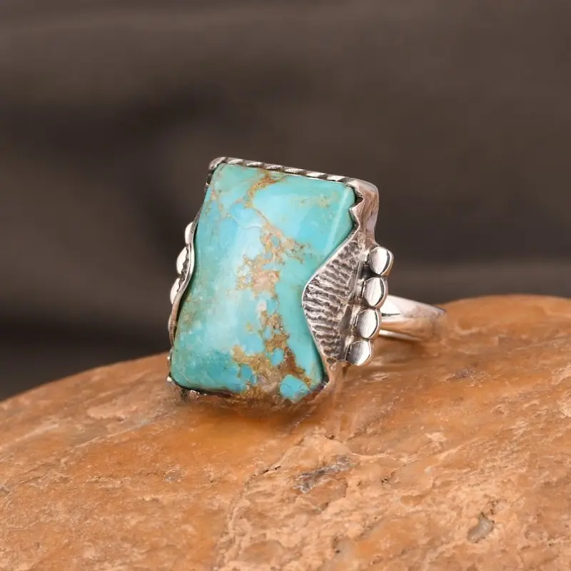 Blaue Naturstein Silber Ring