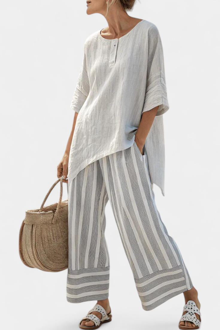Stoffhose mit asymmetrischem Schnitt